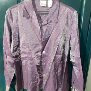 SHIMMERY PURPLE BLOUSE w/ BUILT IN SHIRT